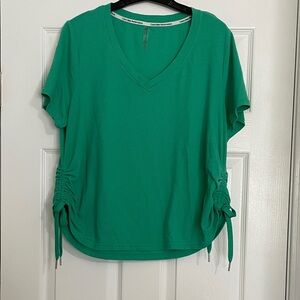 Green V-Neck Athletic Top